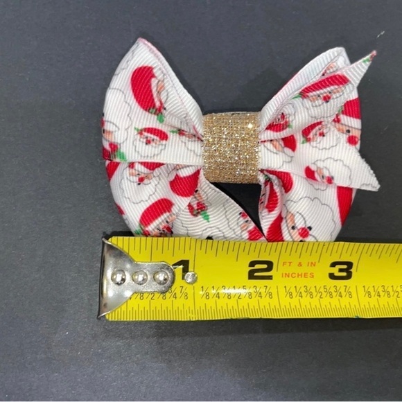 FLASH SALE Christmas Hair Bows - Santa Hair Bows - Hair Clips - Girls Hair Bows - Picture 3 of 7